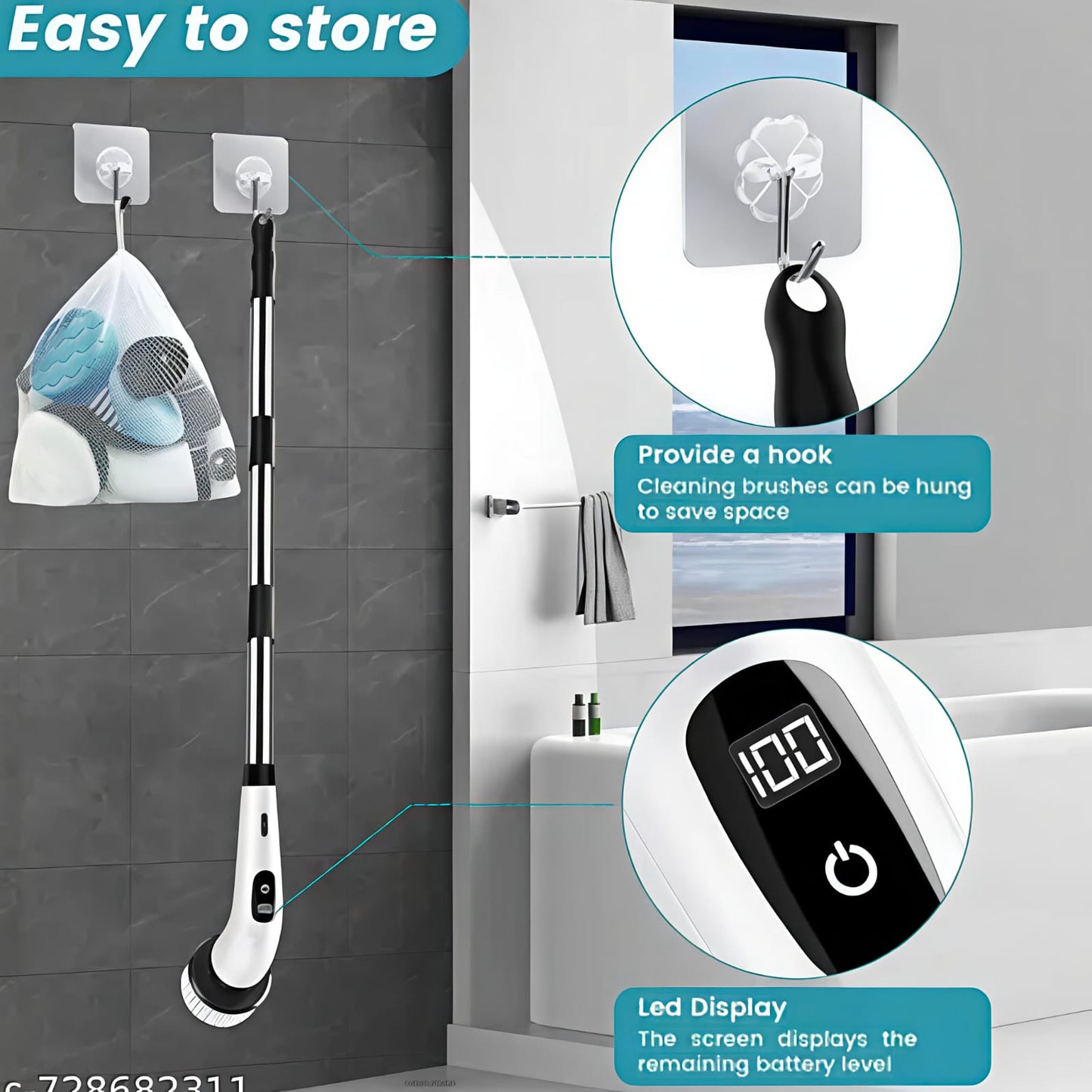 Electric Spin Scrubber – Powerful Bathroom Cleaning Brush